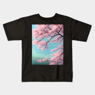 Ukiyo-e Japanese Art - Cherry Blossoms in Full Bloom Kids T-Shirt